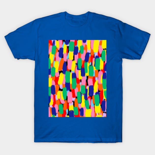 Abstract, Rainbow Colours, Paint Brush Effect T-Shirt by OneThreeSix